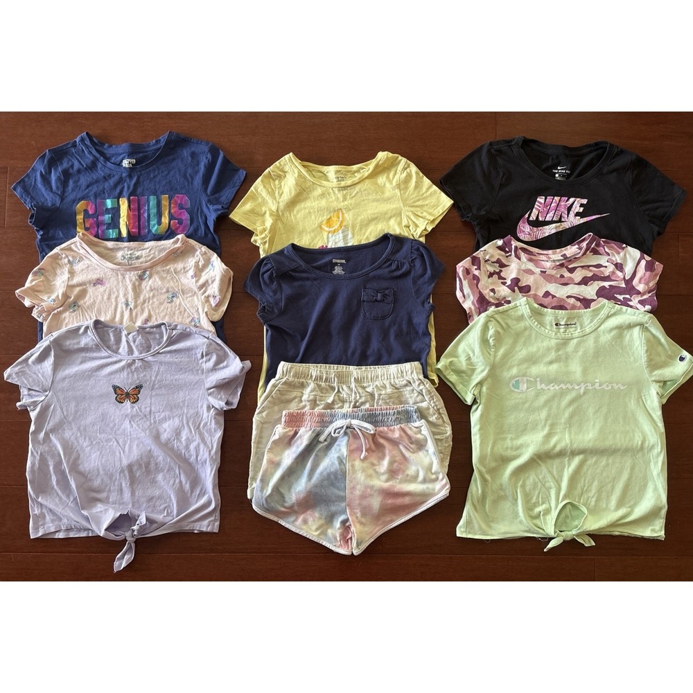 Huge Lot Girls Clothing Spring Summer Tops T Shirts Shorts Nike Champion 10 12